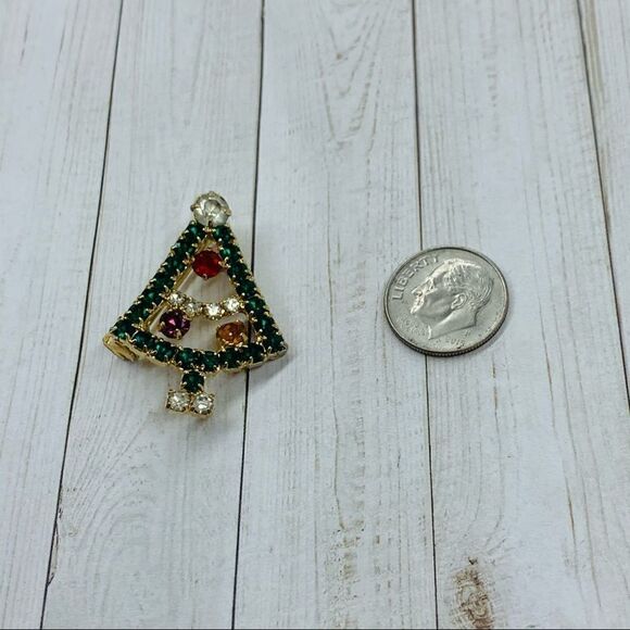 Rhinestone Christmas Tree Brooch - Picture 1 of 2